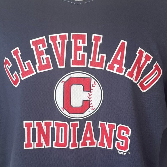 Cleveland Indians TShirt Mens 2XL Blue Gray MLB Short Sleeves - Picture 5 of 10